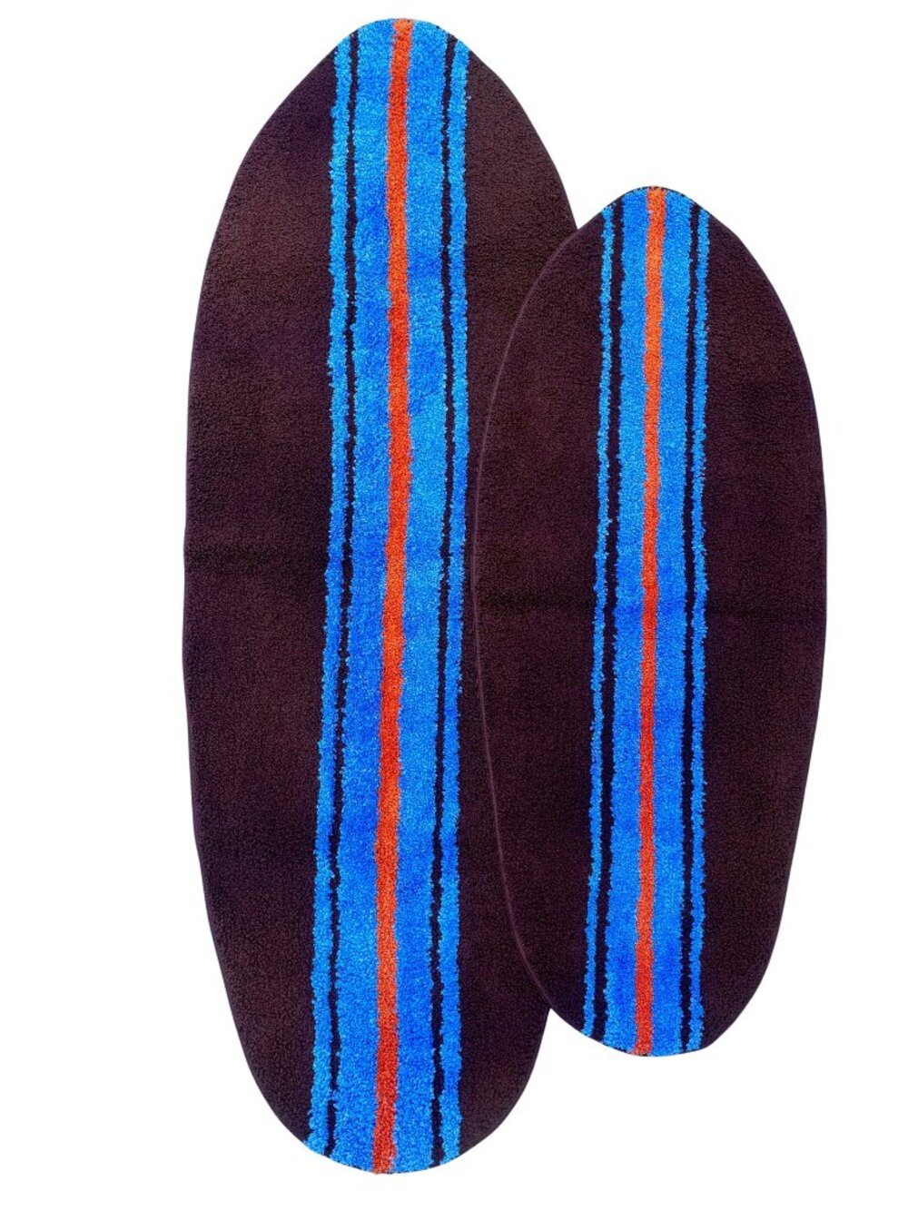 New plush surfboard shaped rugs and bath mats Brown and Blue